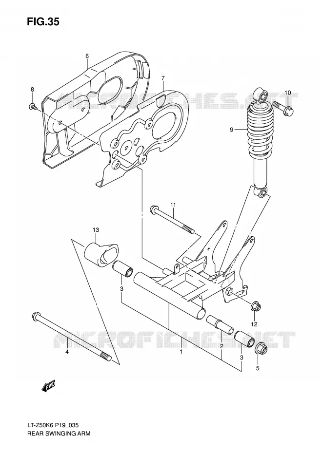 SWINGARM Suzuki QUAD 50 QUADSPORT 2011  LT-Z50K9(P19)