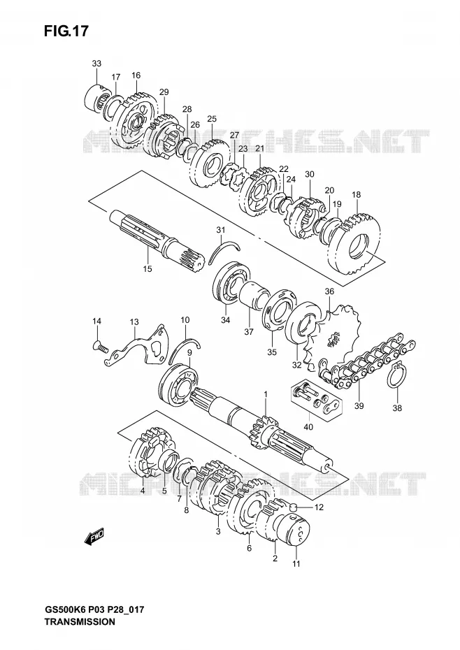 TRANSMISSION Suzuki MOTO 500 GS-F 2004  GS500FK4(P3)