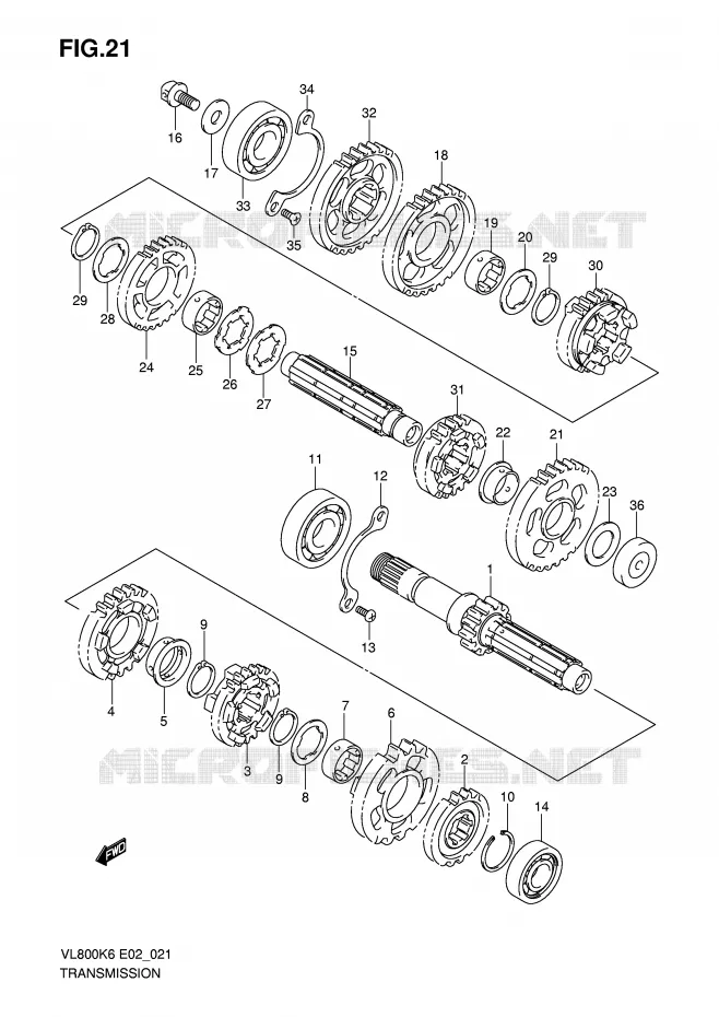 TRANSMISSION Suzuki MOTO 800 VOLUSIA 2007  VL800UEK7(E2)