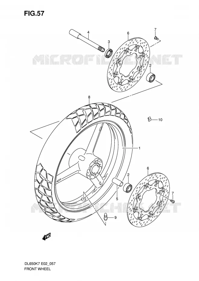 VOORWIEL (DL650K7/K8/K9/L0/UEL0) Suzuki MOTO 650 V-STROM 2010  DL650UEL0(E2)