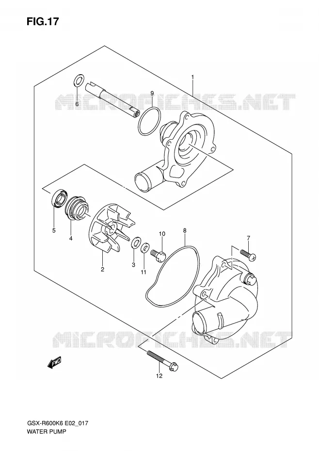 WATERPOMP Suzuki MOTO 600 GSX-R 2007  GSX-R600U3K7(E2)