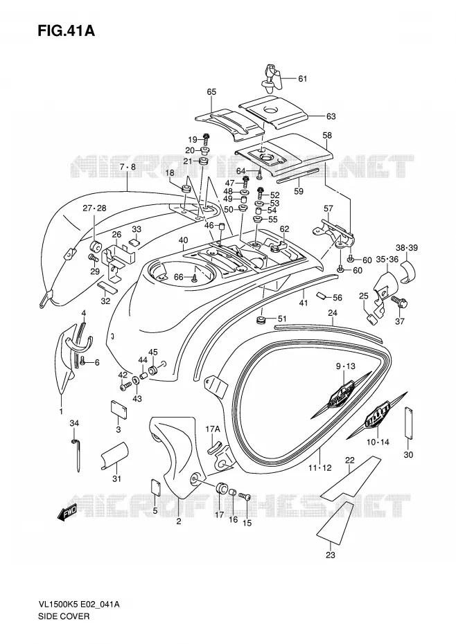 ACHTER KUIP (MODEL K6/K7) Suzuki MOTO 1500 INTRUDER 2005  VL1500K5(E2)