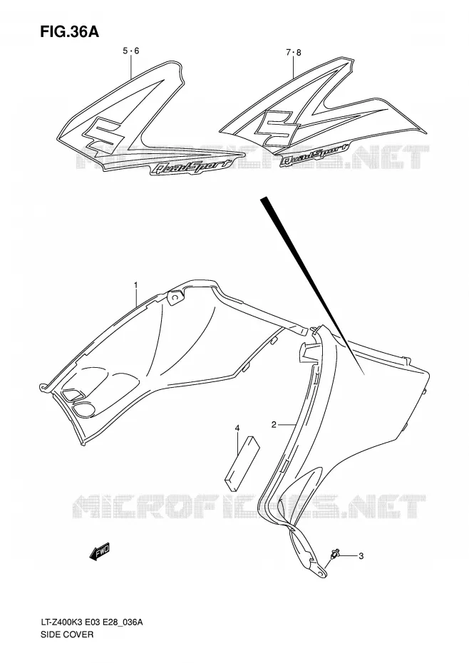 ACHTER KUIP (MODELE K5/K6) Suzuki QUAD 400 QUADSPORT 2007  LT-Z400K7(E3/E28)