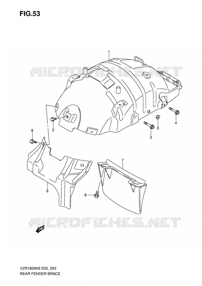 ACHTERSPATBORD ONDERSTEUNING Suzuki MOTO 1800 INTRUDER 2007  VZR1800K7(E2)