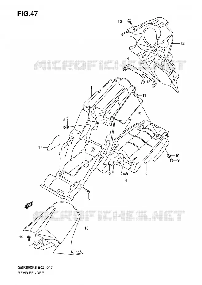 ACHTERSPATBORD Suzuki MOTO 600 GSR 2010  GSR600L0(E2)