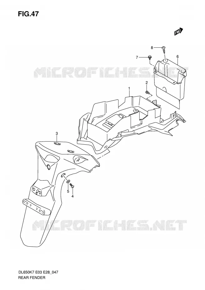 ACHTERSPATBORD Suzuki MOTO 650 V-STROM 2009  DL650AK9(E3/E28)