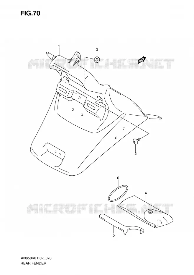 ACHTERSPATBORD Suzuki SCOOTER 650 BURGMAN 2010  AN650AL0(E2)