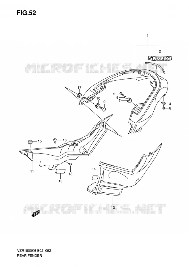 ACHTERSPATBORD (VZR1800K6/UFK6/K7/U2K7) Suzuki MOTO 1800 INTRUDER 2007  VZR1800ZK7(E2)