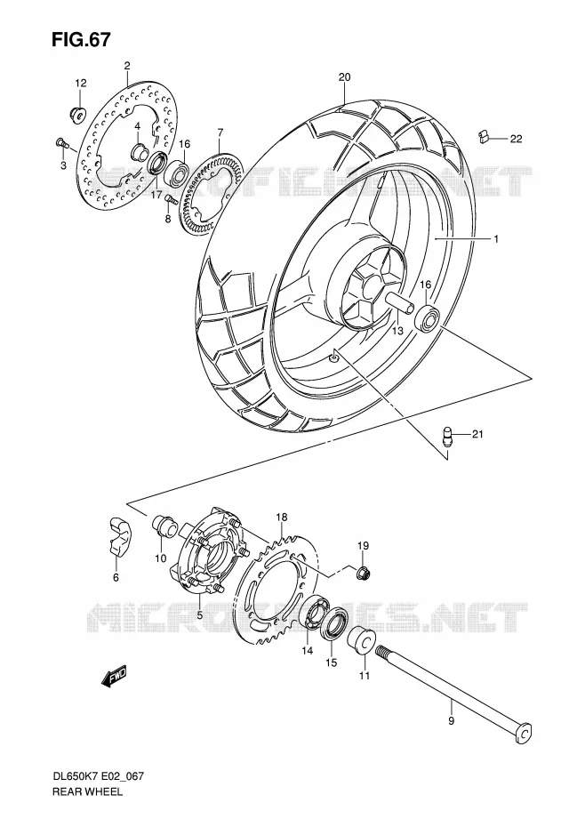ACHTERWIEL (DL650AK7/AK8/AK9/AL0/AUEL0) Suzuki MOTO 650 V-STROM 2009  DL650AK9(E2)