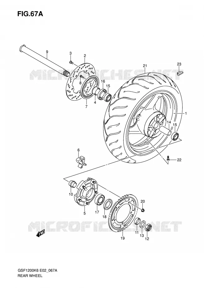 ACHTERWIEL (GSF1200AK6/SAK6) Suzuki MOTO 1200 BANDIT-S 2006  GSF1200SK6(E2)