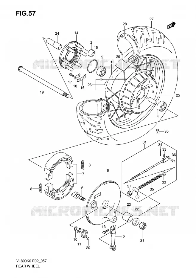 ACHTERWIEL (VL800K6/UK6/K7/UEK7/K8/UEK8/K9/UEK9/L0/UEL0) Suzuki MOTO 800 VOLUSIA 2009  VL800CK9(E2)