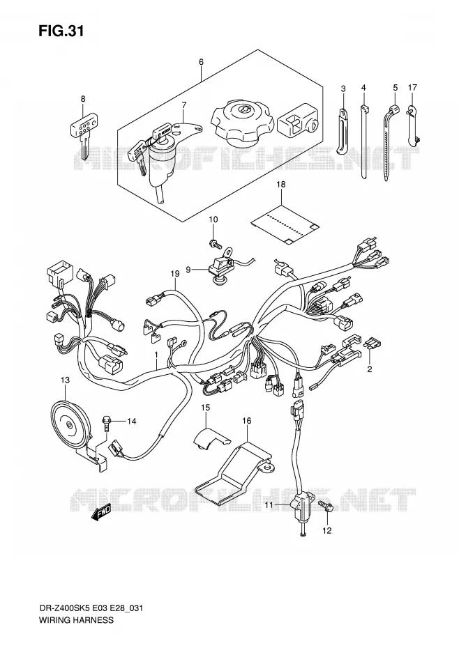 BEDRADING (MODELE K5) Suzuki MOTO 400 DR-Z 2009  DR-Z400SK9(E3/E28)