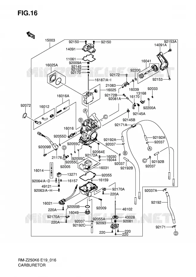 CARBURATOR Suzuki MOTO 250 RM-Z 2006  RM-Z250K6(E19)