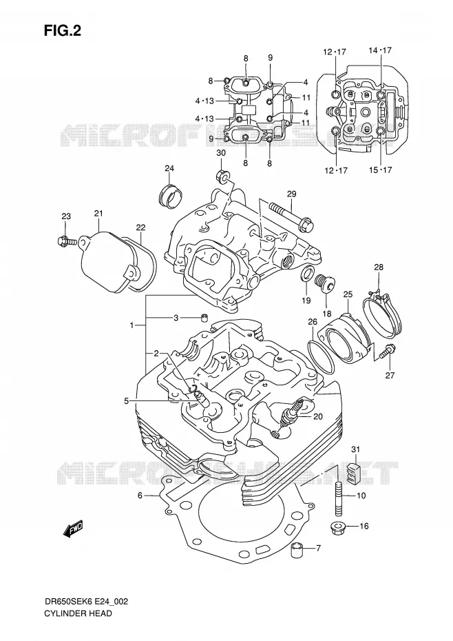 CILINDERKOP Suzuki MOTO 650 DR 2007  DR650SEK7(E24)