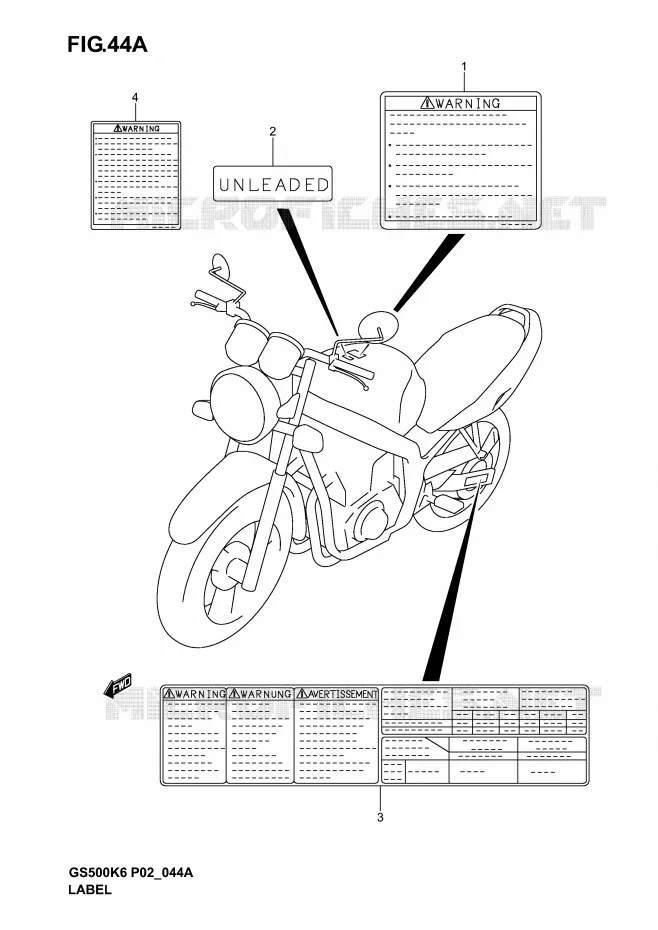 ETIKET (MODELE K4/K5/K6) Suzuki MOTO 500 GS-F 2006  GS500FK6(P19)