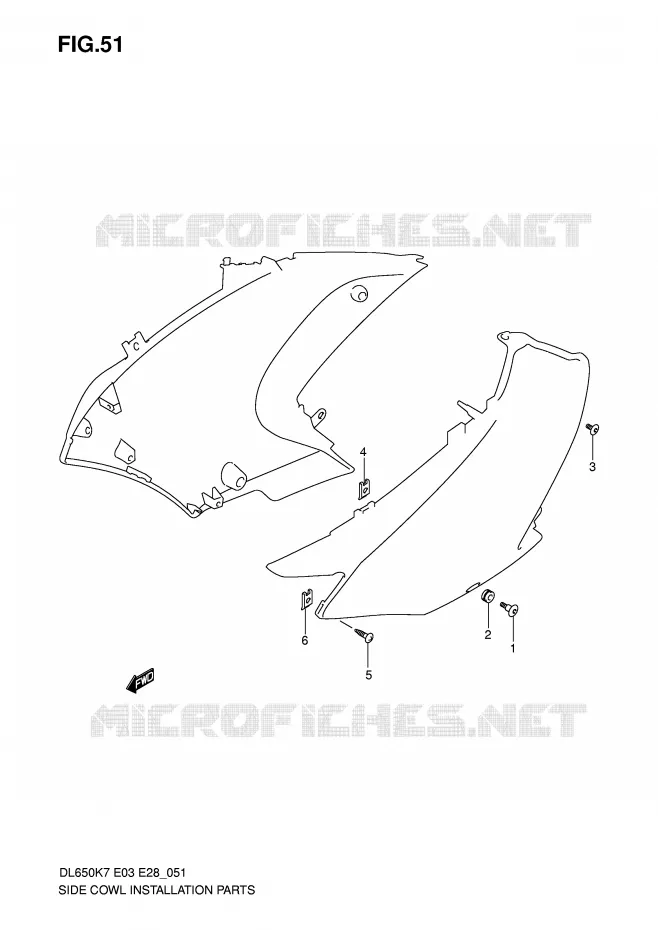 FAIRING INSTALLATIEDELEN Suzuki MOTO 650 V-STROM 2007  DL650K7(E3/E28)