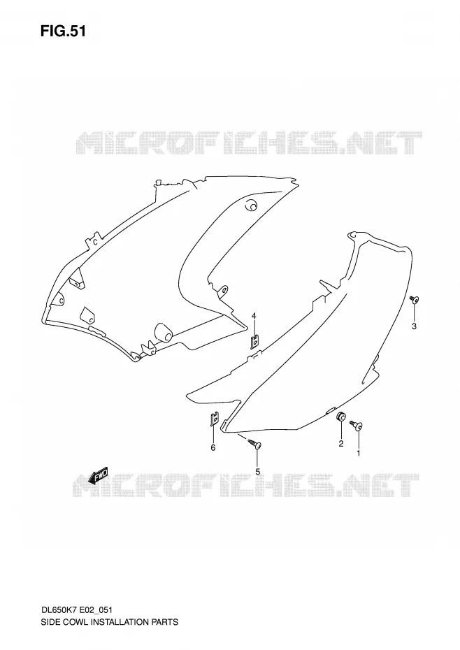 FAIRING INSTALLATIEDELEN Suzuki MOTO 650 V-STROM 2008  DL650AK8(E2)
