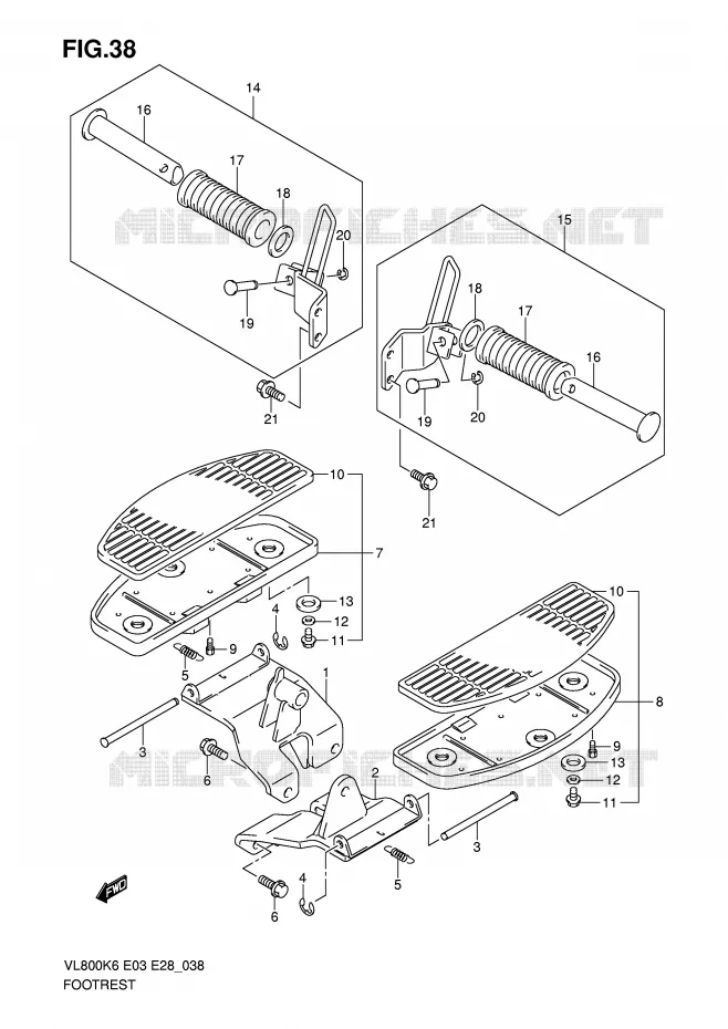 FOOTREST (MODEL K6/K7/K8) Suzuki MOTO 800 VOLUSIA 2009  VL800K9(E3/E28)