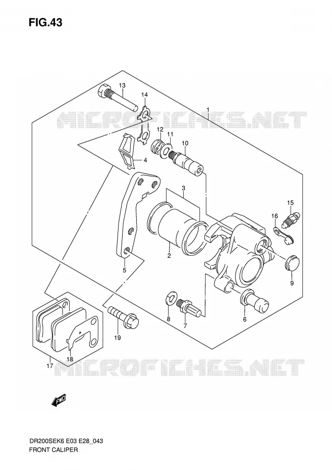 FRONT CALIPER Suzuki MOTO 200 DR 2010  DR200SEL0(E3/E28)
