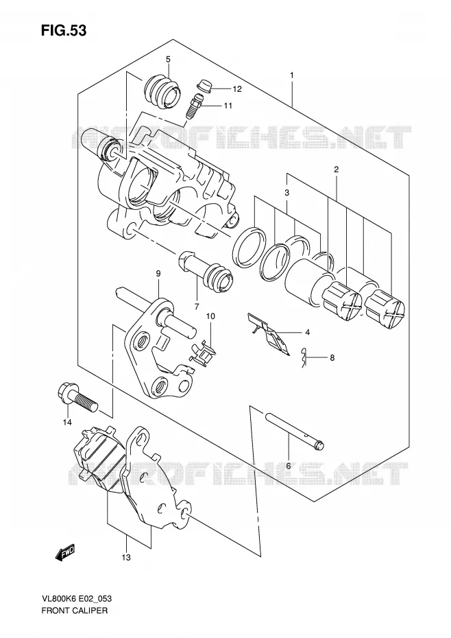 FRONT CALIPER Suzuki MOTO 800 VOLUSIA 2008  VL800CUEK8(E2)