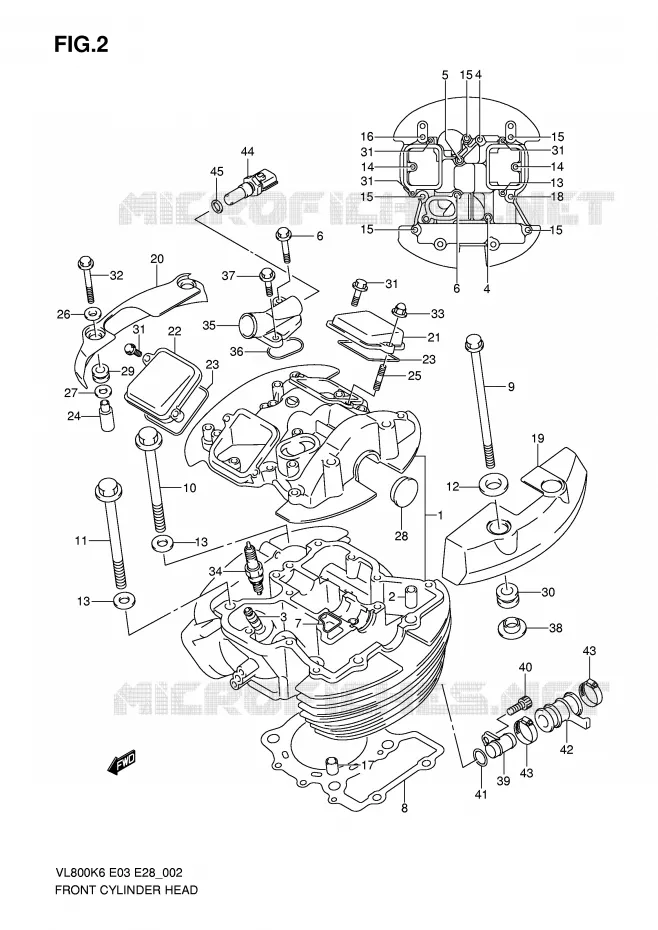 FRONT CILINDERKOP (MODEL K6/K7/K8) Suzuki MOTO 800 VOLUSIA 2009  VL800CK9(E3/E28)