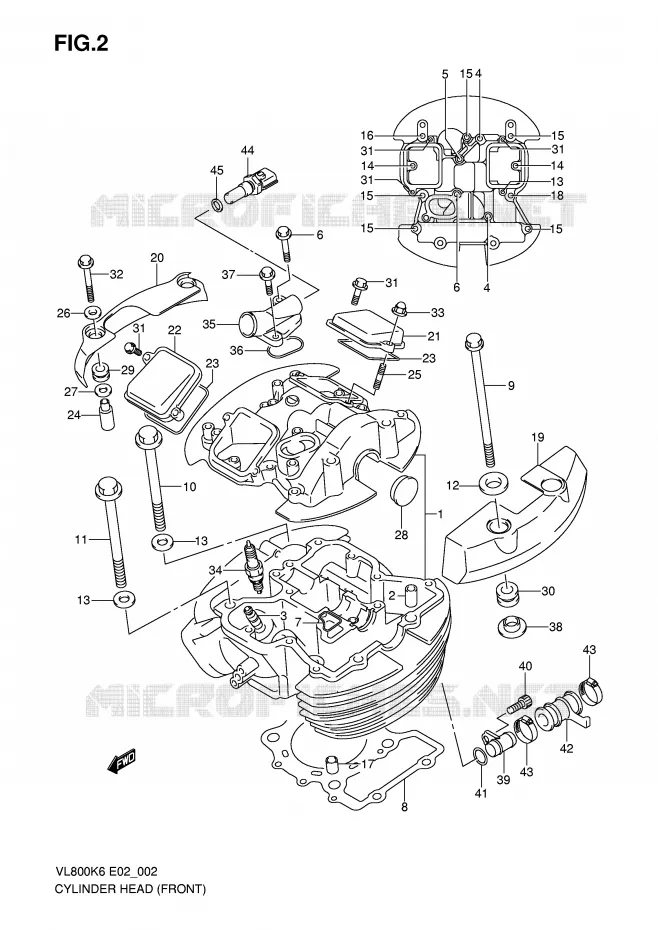 FRONT CILINDERKOP (MODEL K6/K7/K8) Suzuki MOTO 800 VOLUSIA 2010  VL800CUEL0(E2)