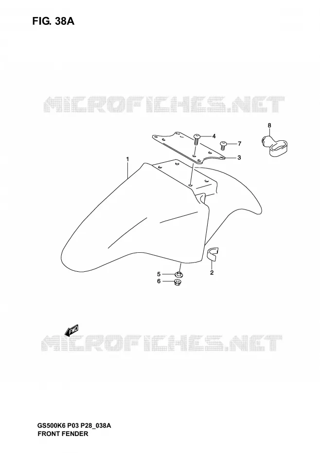 FRONT FENDER (MODELE K4) Suzuki MOTO 500 GS-F 2006  GS500FK6(P3)