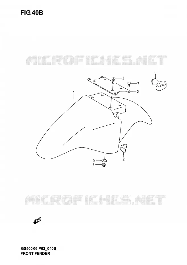 FRONT FENDER (MODELE K5) Suzuki MOTO 500 GS-F 2005  GS500FUK5(P19)