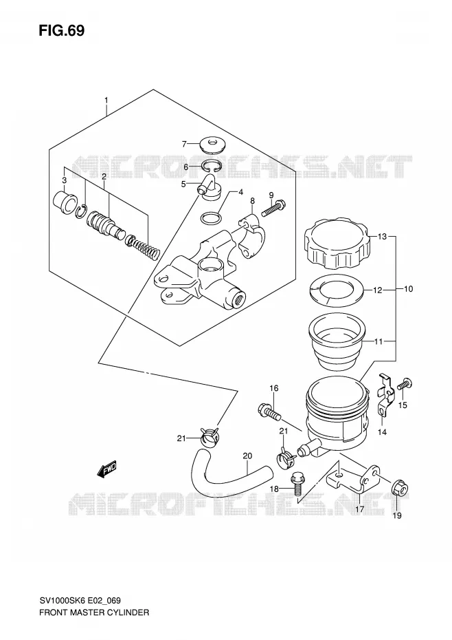 FRONT HOOFDREMCILINDER (SV1000SK6/S1K6/S2K6/SK7/S2K7) Suzuki MOTO 1000 SV 2007  SV1000K7(E2)