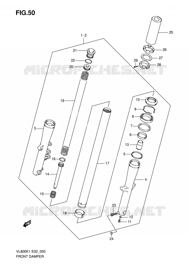 FRONT SCHOKDEMPER (MODELE K/K2/K3/K4) Suzuki MOTO 800 VOLUSIA 2003  VL800ZK3(E2)