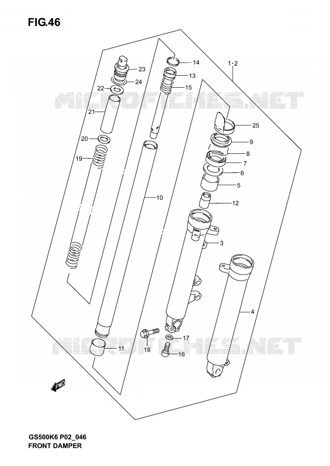 FRONT SCHOKDEMPER (MODELE K3) Suzuki MOTO 500 GS-E 2005  GS500UK5(P19)