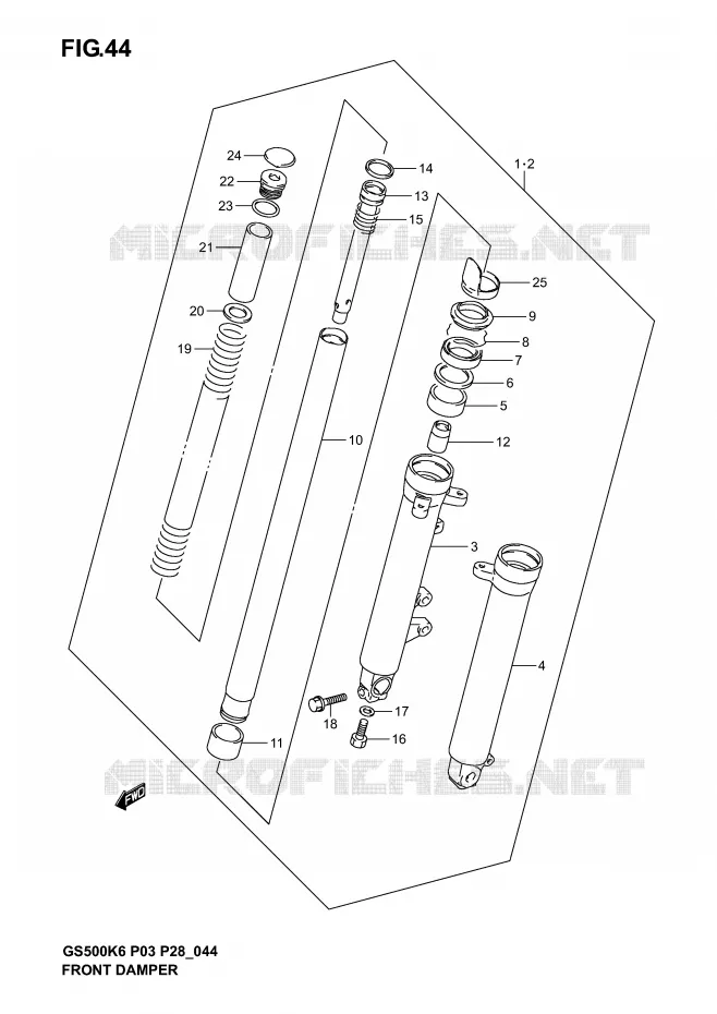 FRONT SCHOKDEMPER (MODELE K3) Suzuki MOTO 500 GS-F 2006  GS500FK6(P3)