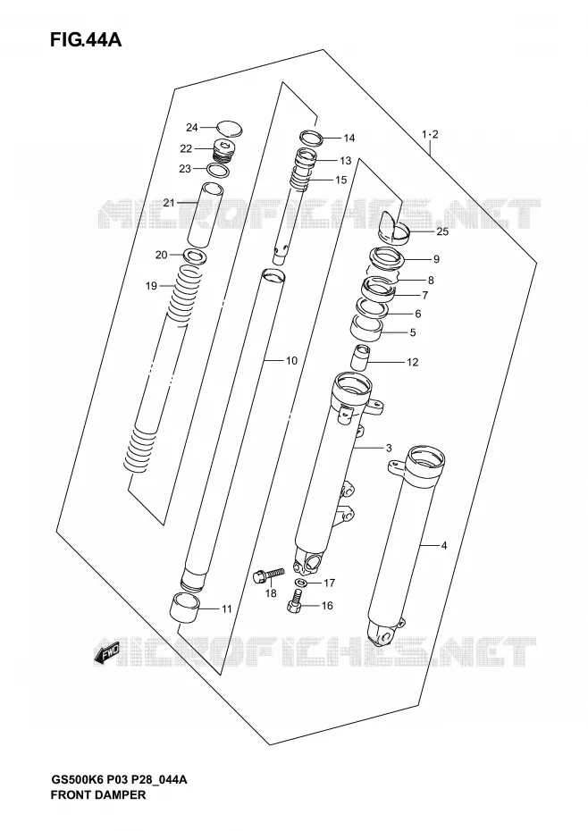 FRONT SCHOKDEMPER (MODELE K4/K5/K6) Suzuki MOTO 500 GS-F 2005  GS500FK5(P3)
