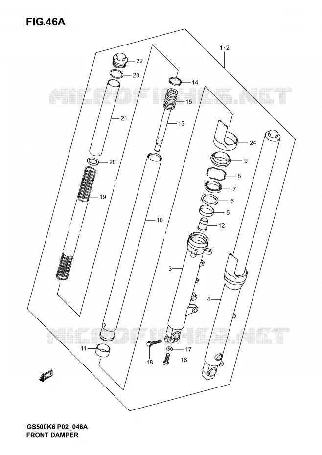 FRONT SCHOKDEMPER (MODELE K4/K5/K6) Suzuki MOTO 500 GS-F 2006  GS500FK6(P19)