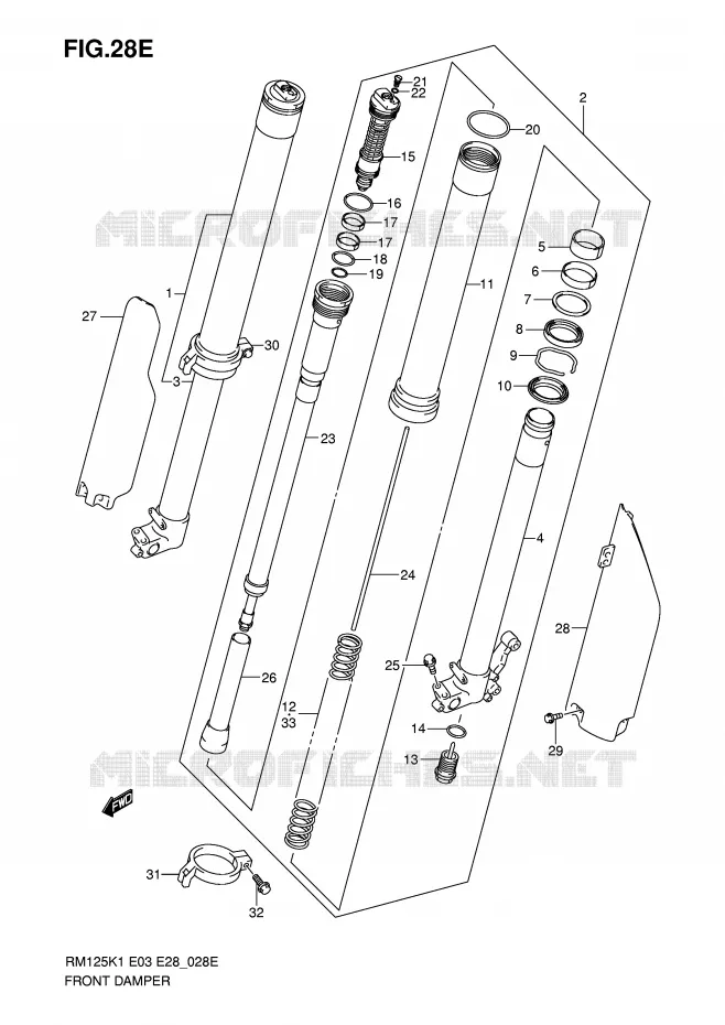 FRONT SCHOKDEMPER (MODELE K6) Suzuki MOTO 125 RM 2004  RM125K4(E3/E28)