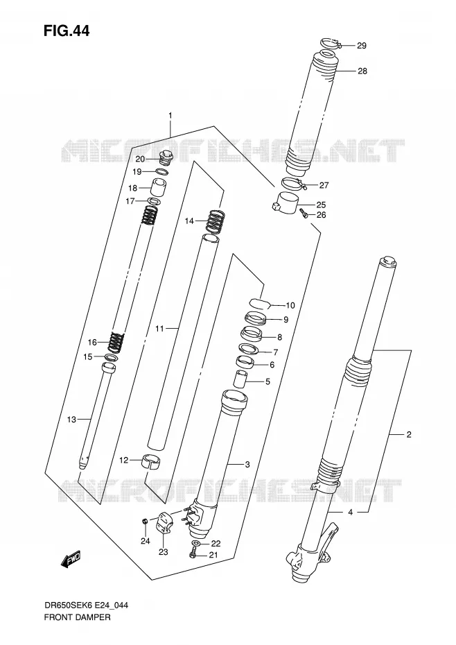 FRONT SCHOKDEMPER Suzuki MOTO 650 DR 2010  DR650SEL0(E24)