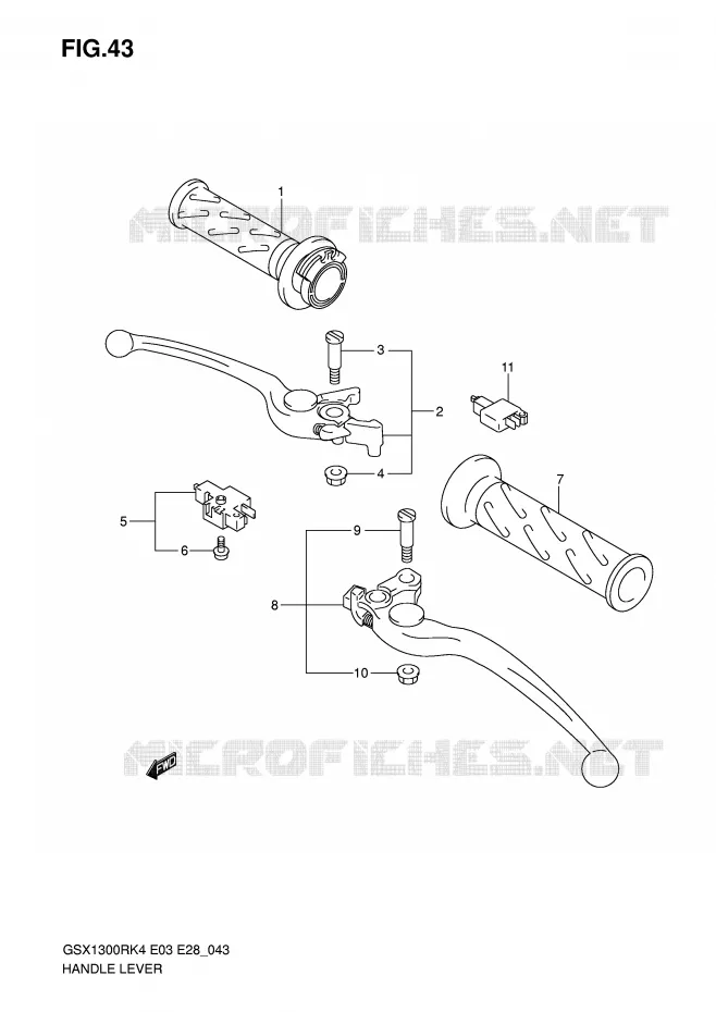 HANDGRIPS - LEVERS Suzuki MOTO 1300 HAYABUSA 2004  GSX1300RK4(E3/E28)