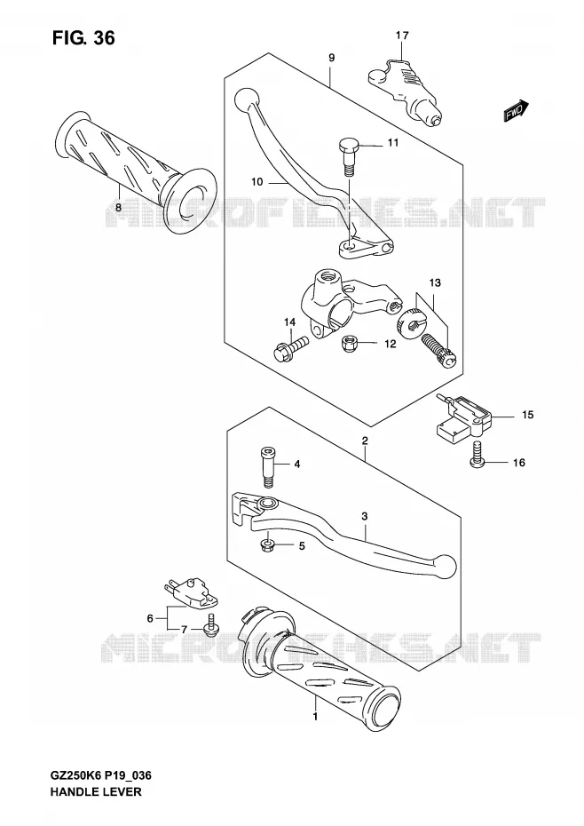 HANDGRIPS - LEVERS Suzuki MOTO 250 MARAUDER 2006  GZ250K6(P19)