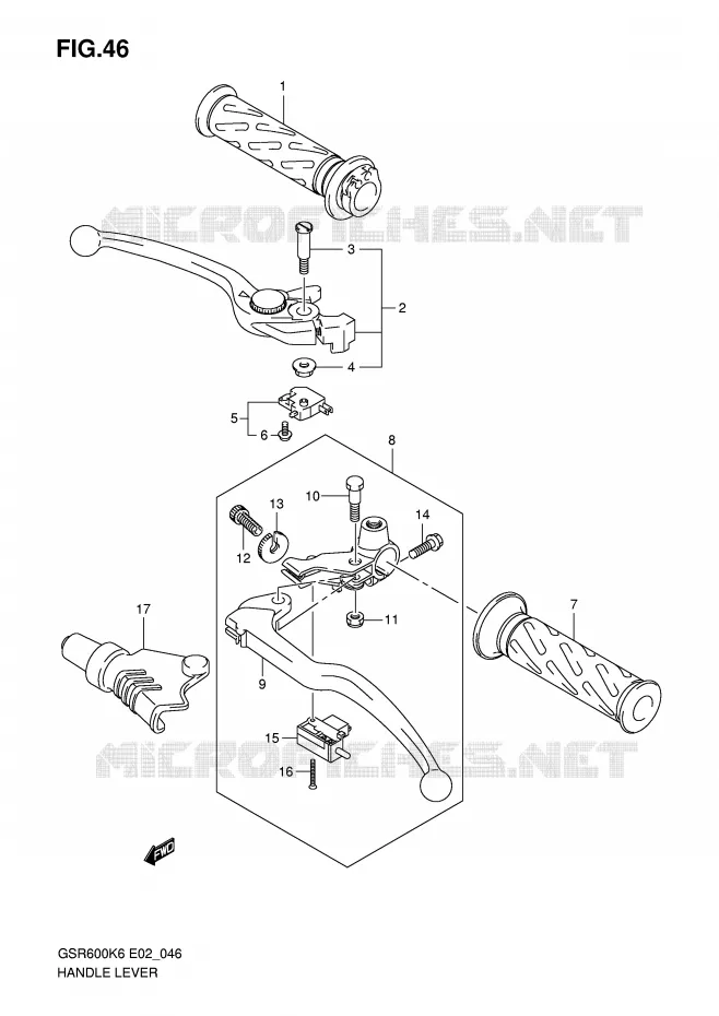 HEFBOMEN - HANDGRIPS (MODEL K6/K7/K8/K9) Suzuki MOTO 600 GSR 2010  GSR600L0(E2)