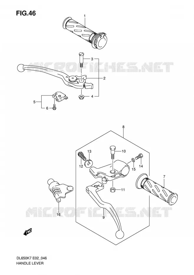 HEFBOMEN - HANDGRIPS (MODEL K7/K8) Suzuki MOTO 650 V-STROM 2009  DL650UEK9(E2)