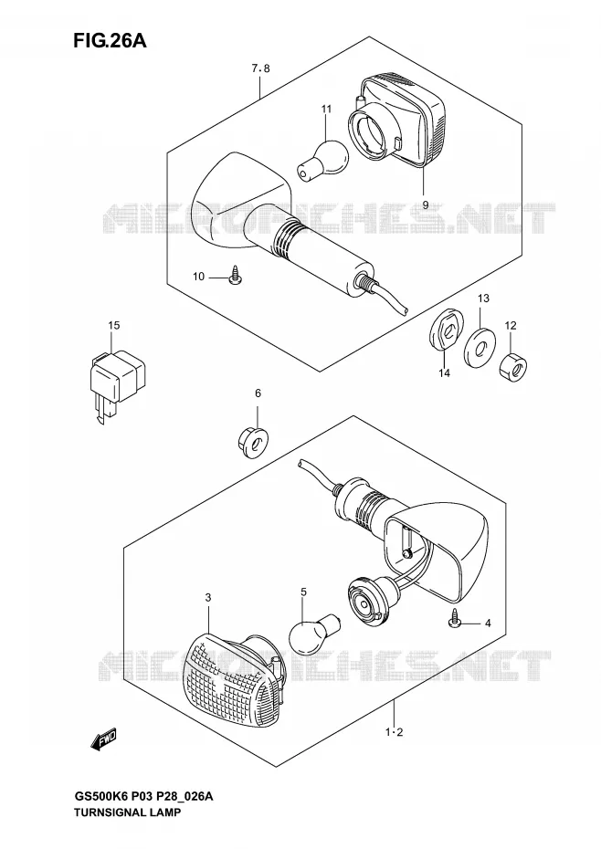 INDICATOREN (GS500K4/K5/K6 P28) Suzuki MOTO 500 GS-F 2005  GS500FK5(P3)