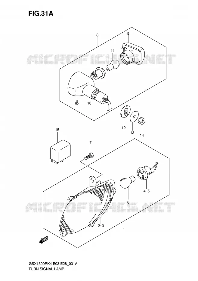 INDICATOREN (MODEL K5/K6/K7) Suzuki MOTO 1300 HAYABUSA 2005  GSX1300RK5(E3/E28)