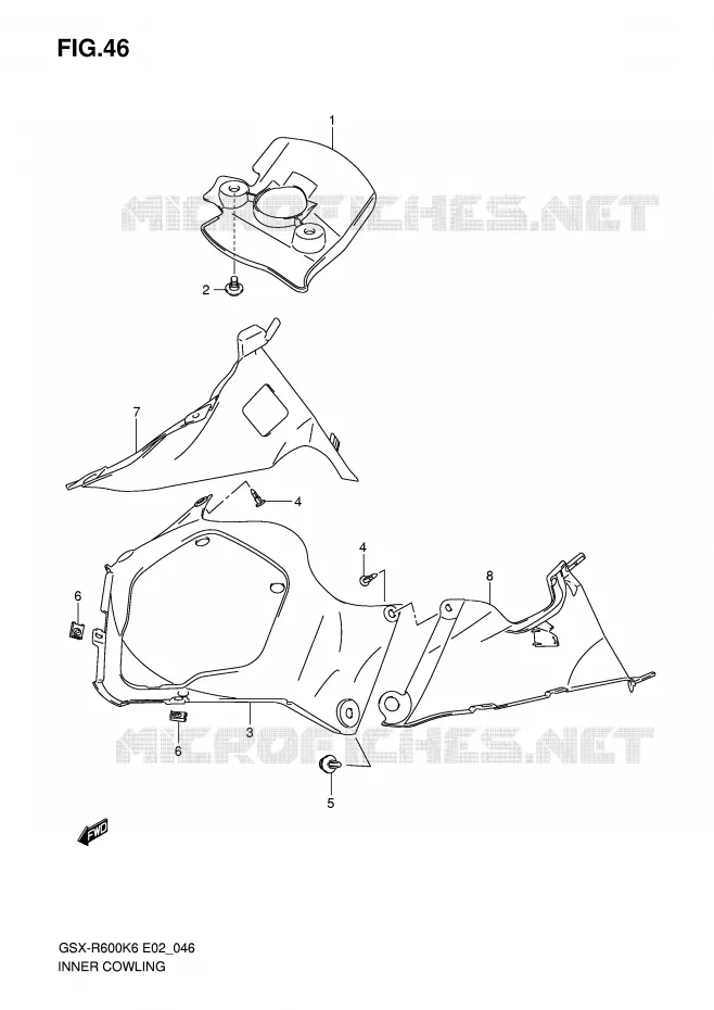 INNER KUIP Suzuki MOTO 600 GSX-R 2007  GSX-R600K7(E2)