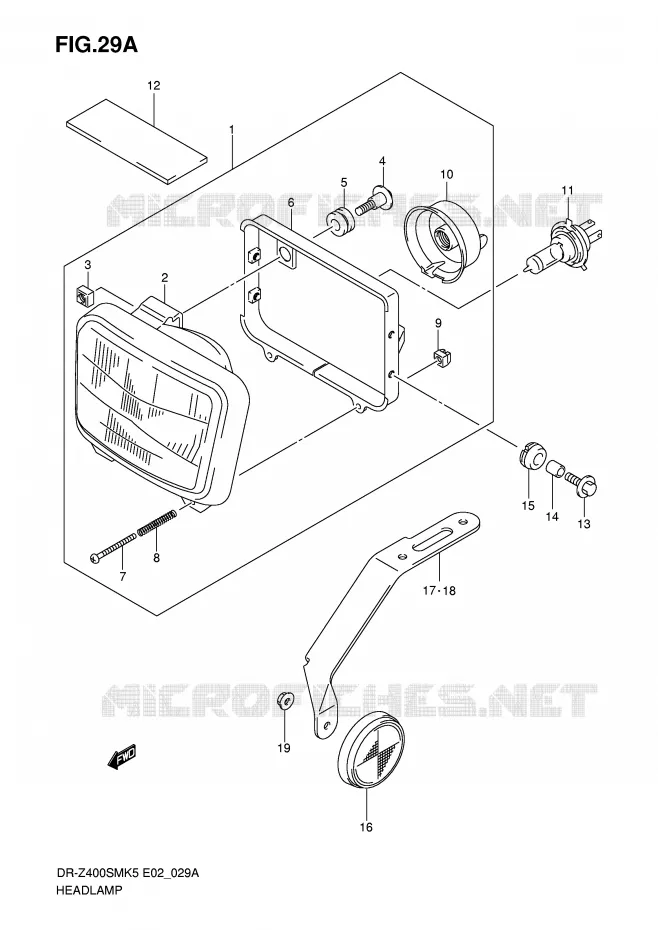 KOPLAMP (E24) Suzuki MOTO 400 DR-Z 2007  DR-Z400SMK7(E2)
