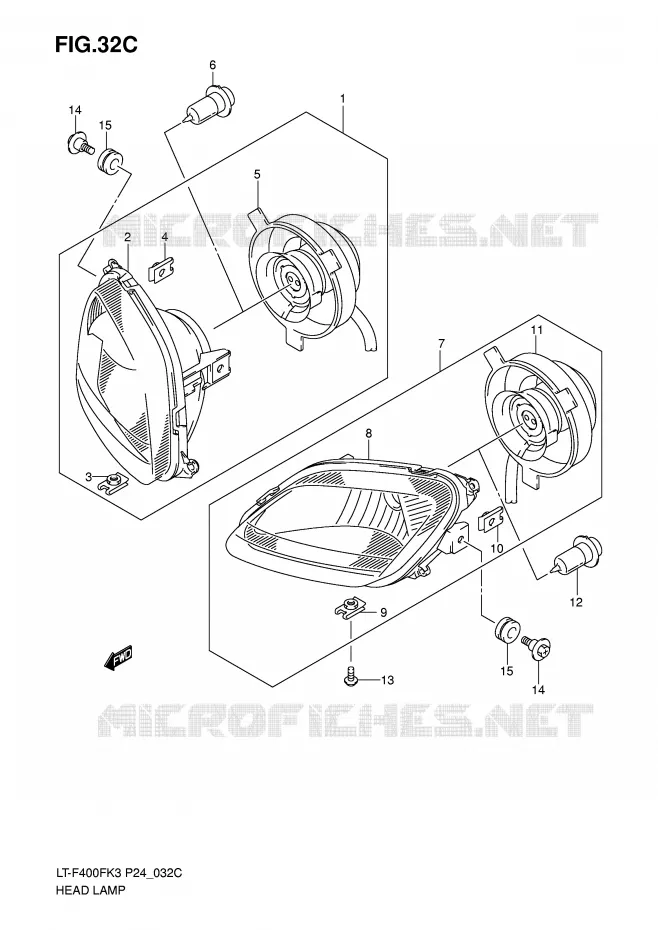 KOPLAMP (MODEL K6/K7) Suzuki QUAD 400 EIGER 2006  LT-F400FK6(P24)