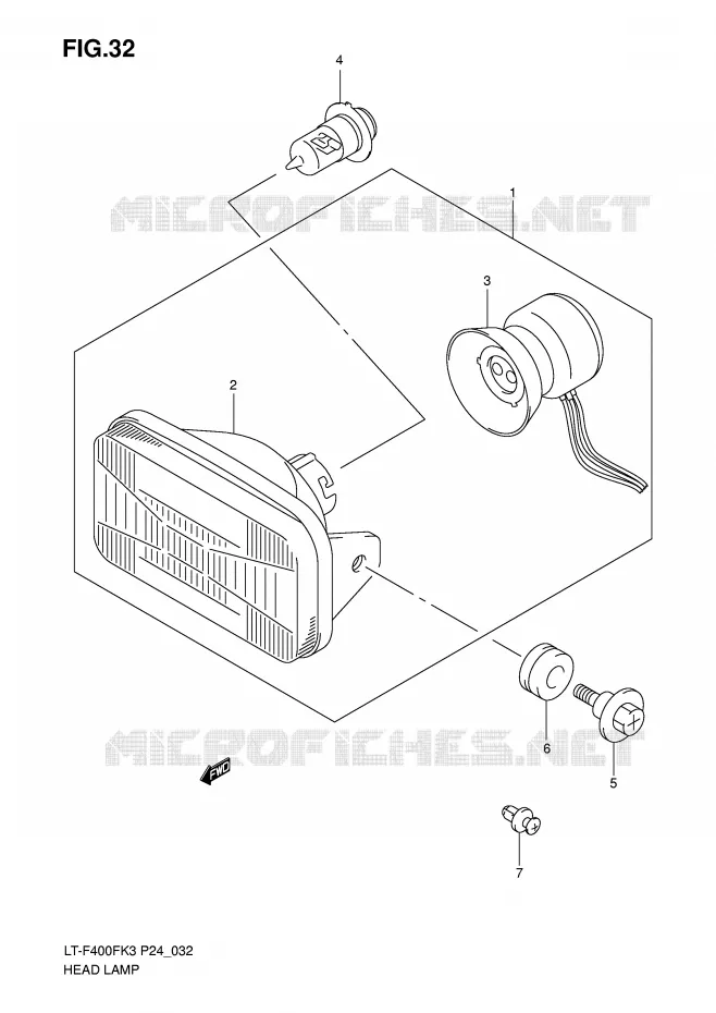 KOPLAMP (MODELE K3/K4) Suzuki QUAD 400 EIGER 2006  LT-F400FK6(P24)