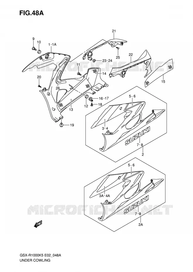 ONDER COWLING (MODELE K6) Suzuki MOTO 1000 GSX-R 2005  GSX-R1000K5(E2)