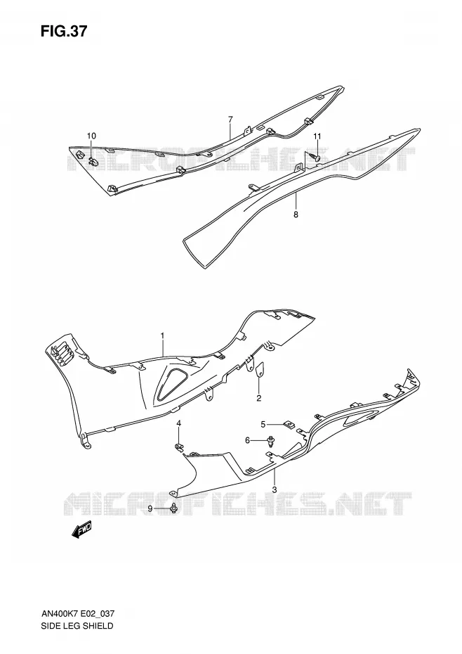 ONDERAANKLEDING (MODEL K7/K8) Suzuki SCOOTER 400 BURGMAN 2009  AN400K9(E2)