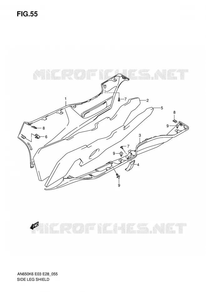 ONDERAANKLEDING (MODELE K6) Suzuki SCOOTER 650 BURGMAN 2007  AN650AK7(E3/E28)