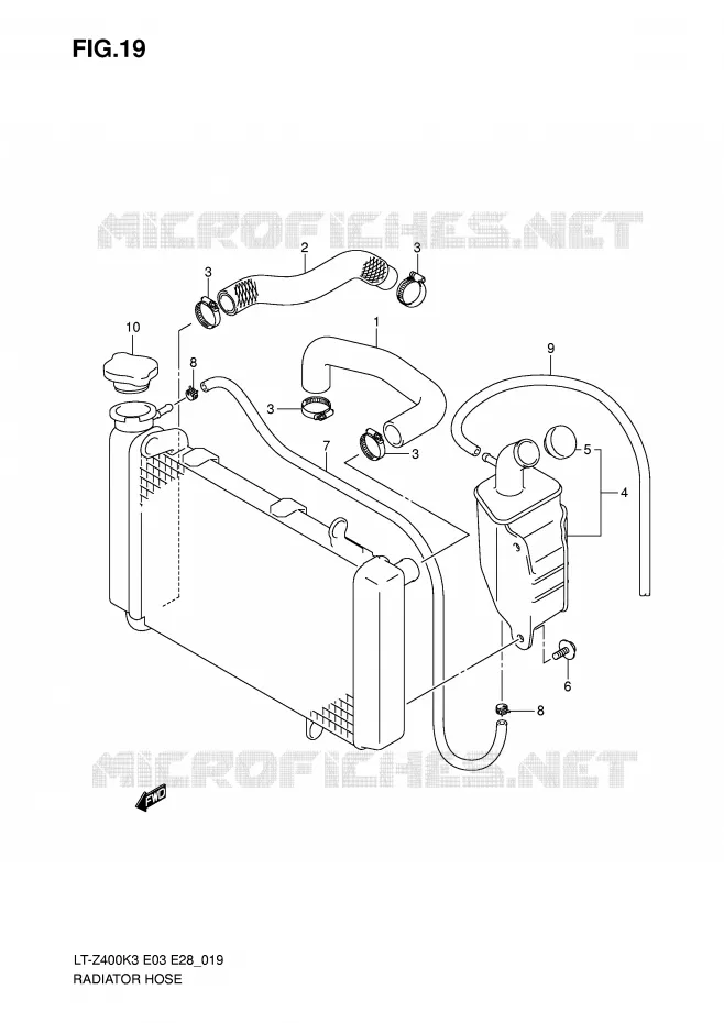 RADIATOR SLANG Suzuki QUAD 400 QUADSPORT 2003  LT-Z400K3(E3/E28)